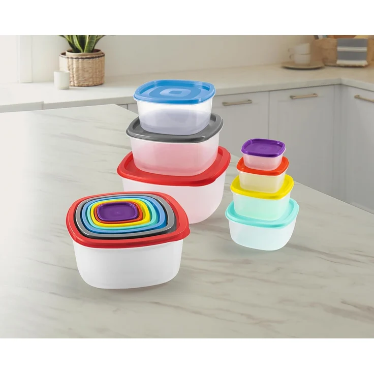 GOURMETmaxx Frischhaltedose Vorratsdose Lunchbox auslaufsicher, Polypropylen (PP), 28-tlg. mehrfarbig inkl. Deckel, Spülmaschinen,- und Mikrowellefest – Bild 3