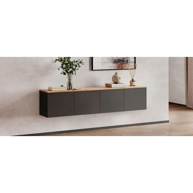 KOMTO Wandregaltisch KOMTO TV Lowboard Hängend – TV Unterschrank, Sideboard für Wohnzimmer – Bild 3