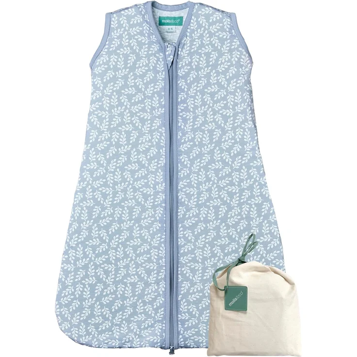 molis&co. Baby Schlafsack Sommer. 100% Baumwolle (Oeko-TEX 100). 0.5 Tog Sommerschlafsack Atmungsaktiv Babyschlafsack 85 cm für Jungen Mädchen Neugeborene 6-18 Monate. Blue Garden. – Bild 1