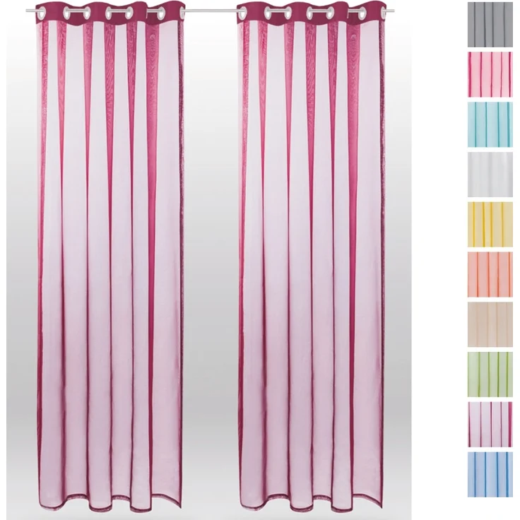 Bestlivings Transparente Gardine in der Farbe Beere, mit Ösen 2er Pack (B140 x L145), viele Varianten erhältlich – Bild 6