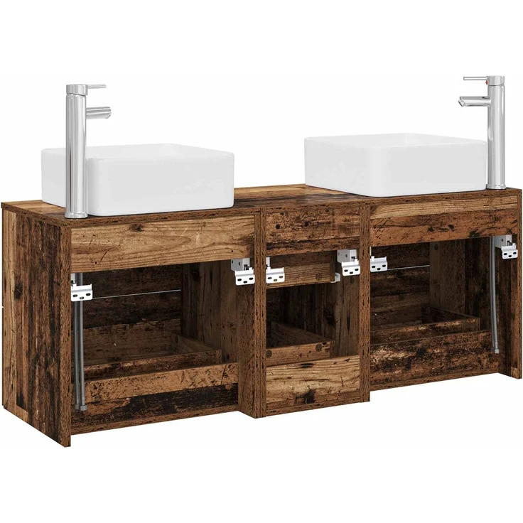 vidaXL Badezimmerschrank-Set 3 stk. Altholz 129 x 41 x 80 cm 3405833 – Bild 7