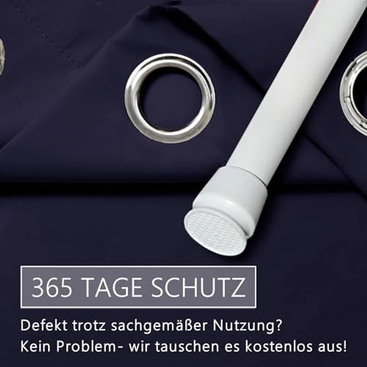 tinycurtains Türvorhang mit Stange weiß 70-120 cm Thermo Vorhang ohne Bohren, blickdicht, Ösen, verdunkelnd, Polyester, dunkelblau Ocean, Türgardine mit Klemmstange Raumtrenner Vorhang Tür – Bild 7