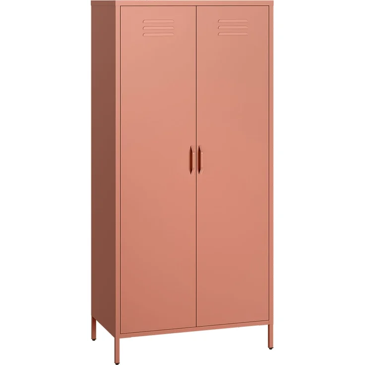 skølm 'Atria' Kleiderschrank, Metall, 170x45x80 cm, terrakotta, Garderobe mit 4 Fächern und 2 Kleiderstangen – Bild 2