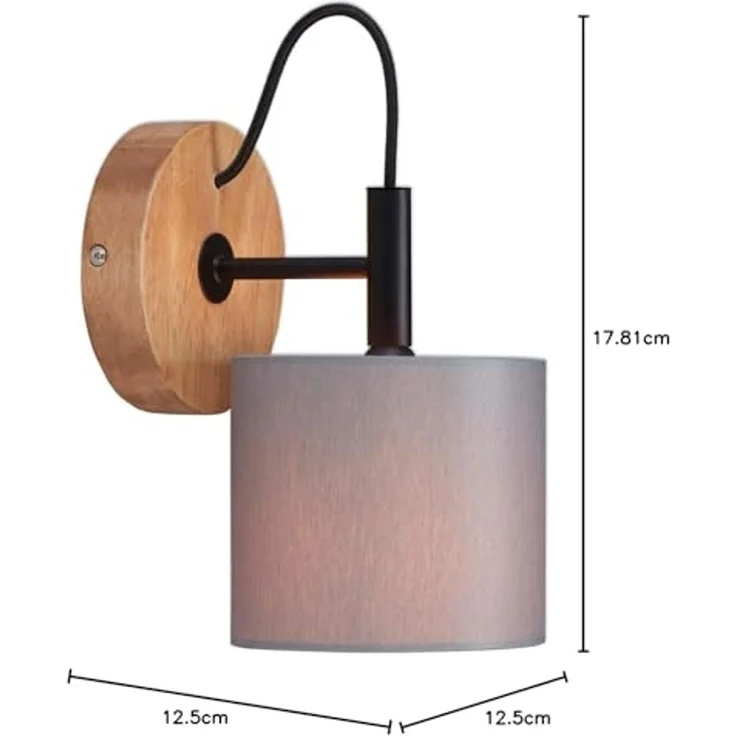 Briloner Leuchten Wandleuchte 2075-014, ohne Leuchtmittel, 2700K - Extra-Warmweiß, Stoff Wandleuchte mit Holzbasis und Stoffschirm – Bild 7