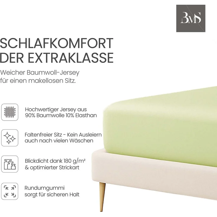 Jersey Spannbettlaken frühlings grün 120x200 cm Höhe bis 25cm – Bild 2