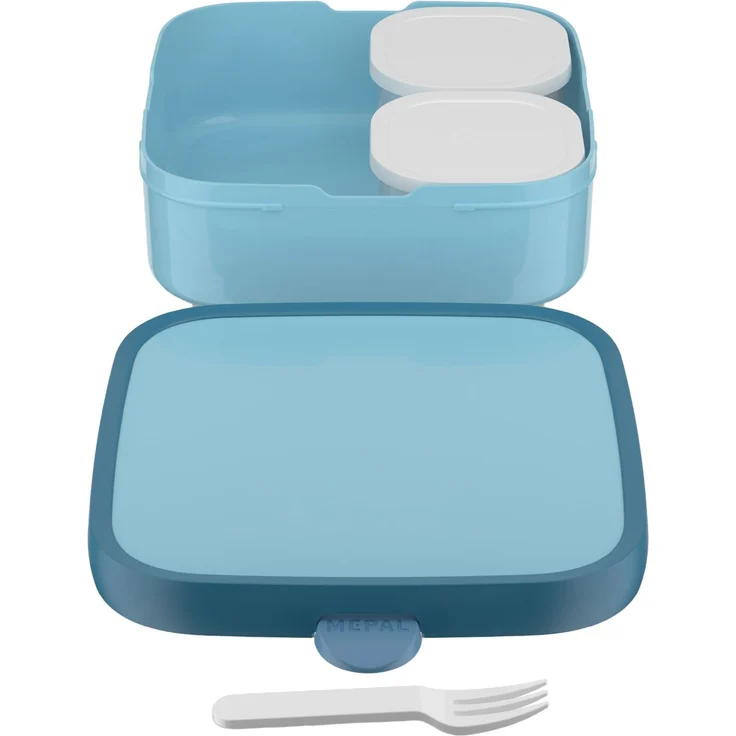 Mepal 'Campus' Brotdose Groß inklusive 2 auslaufsicheren Bento Fächern & Gabel, Kunststoff Cool Blue, 1250 ml – Bild 2