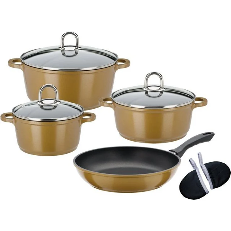 GSW Topf-Set Gourmet Premium Color, Aluminiumguss (Set, 9-tlg, je 1 Kochtopf 16/20/24 cm, 1 Bratpfanne 24 cm), Induktion – Bild 4