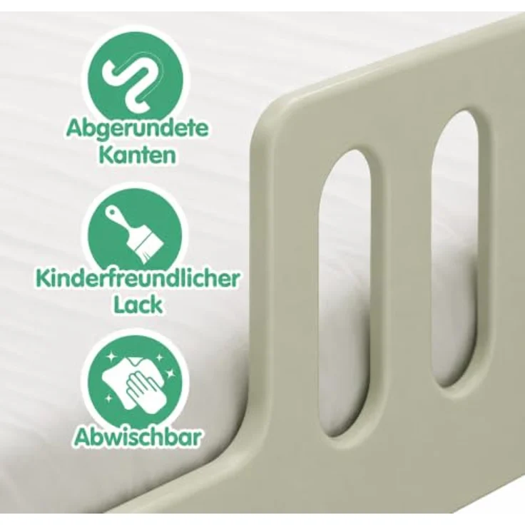 CADANI Monte 120x200 Grün Bodenbett - Rausfallschutz abnehmbar, bis 200 kg | Montessori Kinderbett, robuster Roll-Lattenrost, abgerundete Kanten, hochwertige Fertigung in der EU für langlebige Qualität – Bild 6