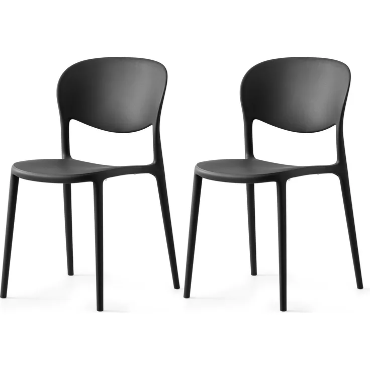 Connubia, 2 Stühle Abby, recyceltes Polypropylen, 100% schwarz matt
