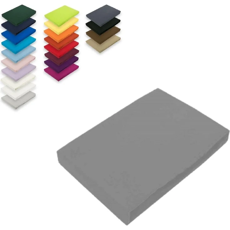 Topper Jersey Spannbettlaken 180x200 cm Grau – Bild 1