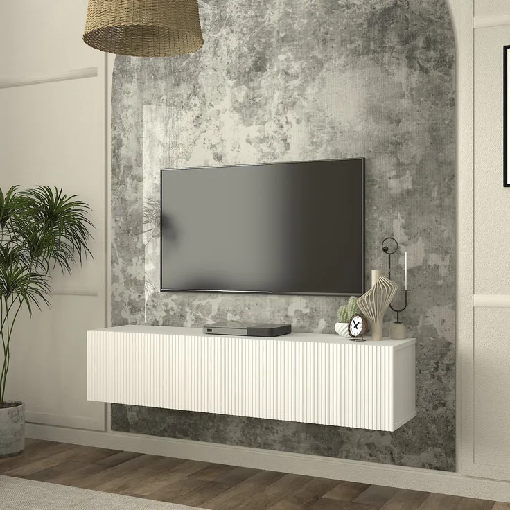 TV-Lowboard hängend Verpsboga 135x32x30 cm Weiß [en. casa]