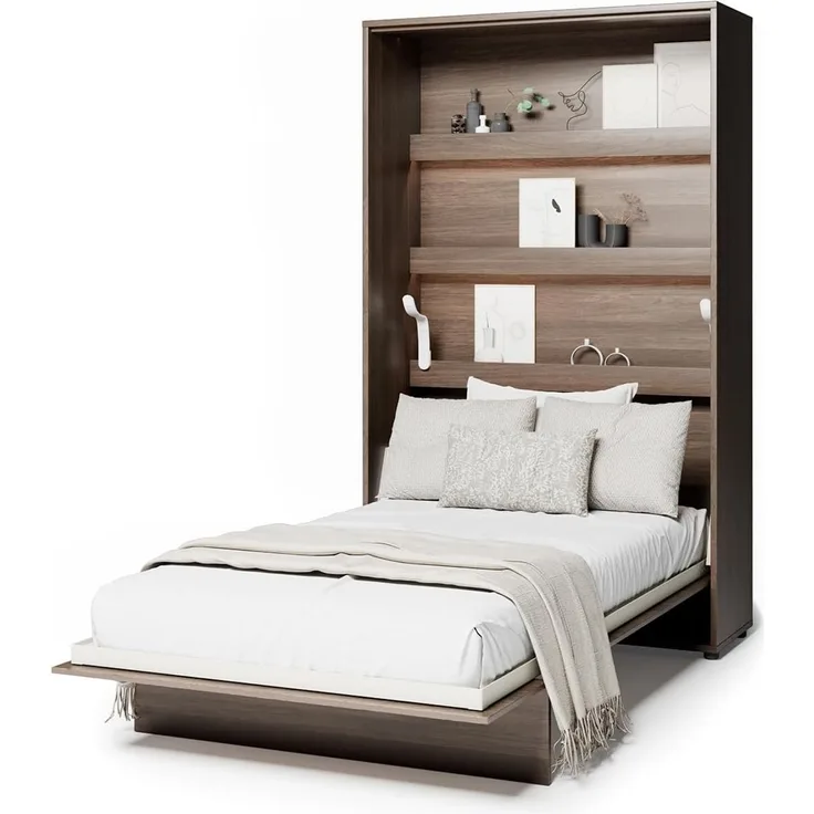 MEBLINI Schrankbett BC-02 - 120x200cm Vertikal - Dunin Eiche mit Matratze - Wandbett mit Lattenrost - Klappbett mit Schrank - Wandklappbett - Murphy Bed - Bettschrank
