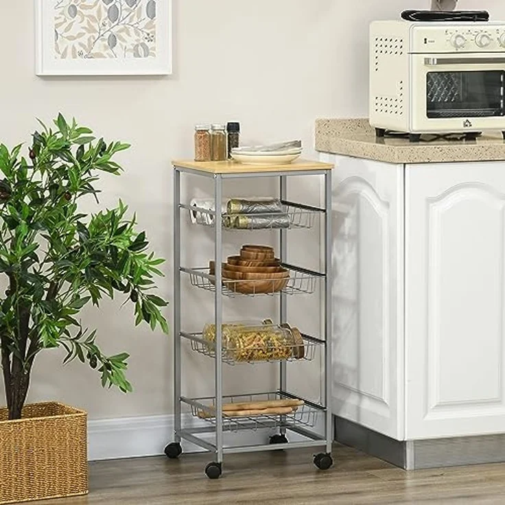 HOMCOM Servierwagen Küchenrollwagen – Bild 2