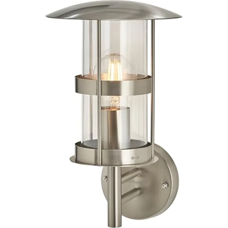 Lindby Edelstahl Wandlampe Außen IP44, moderne 1-flammige Wandleuchte für Garten, Terrasse und Balkon, silber, E27 Fassung max. 60 W – Bild 4