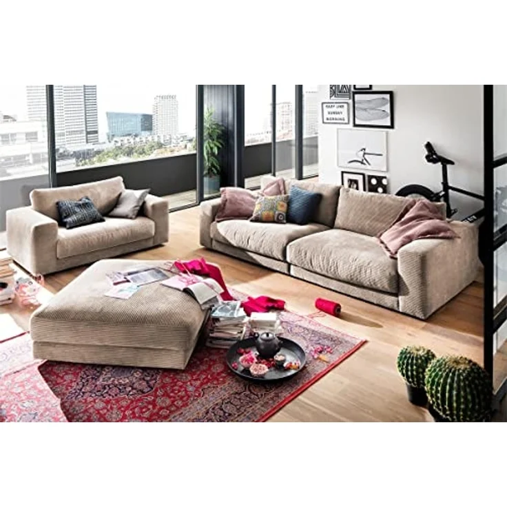 KAWOLA Hocker MADELINE, Big Hocker Polsterhocker Cord verschiedene Farben – Bild 7