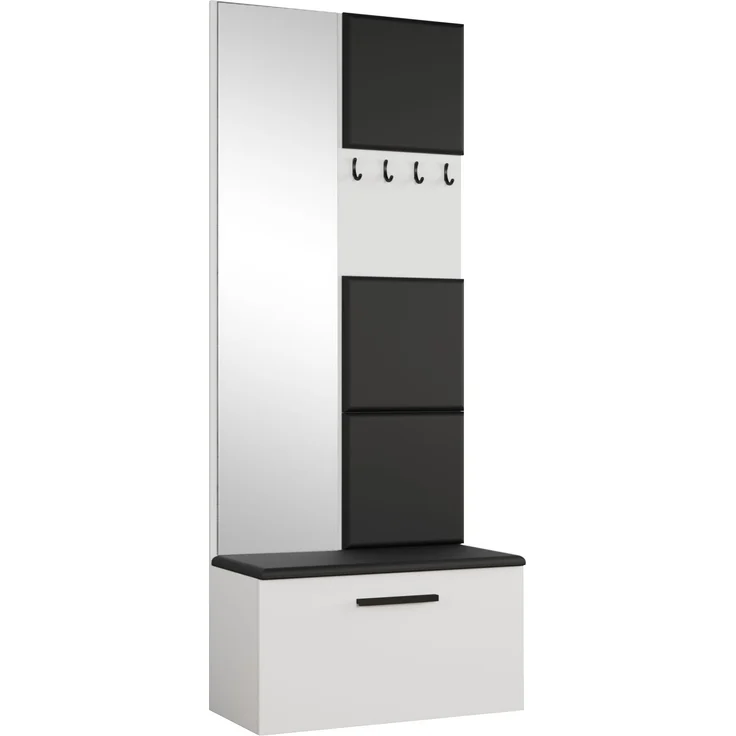 AX LIVING Kleiderschrank mit Spiegel Rosanno III - 80,6 cm Weiß JS100 – Bild 1