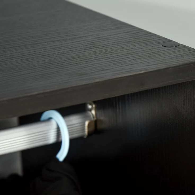 HOMCOM Kleiderschrank, 2 Fächer, 4 Lenkrollen, Maße: 60 x 40 x 128 cm, Schwarz – Bild 9