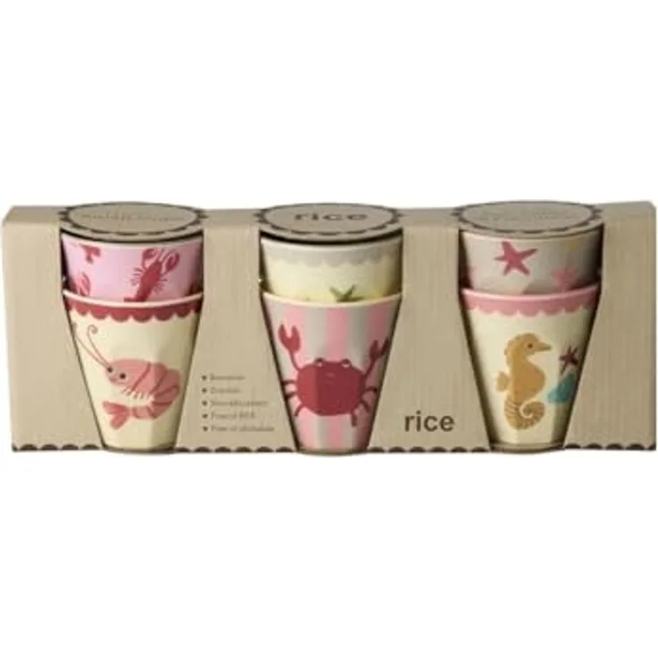 rice Kinderbecher Rice Melamin 6er-SET Becher - Blue Ocean Print 160ml, Melamin