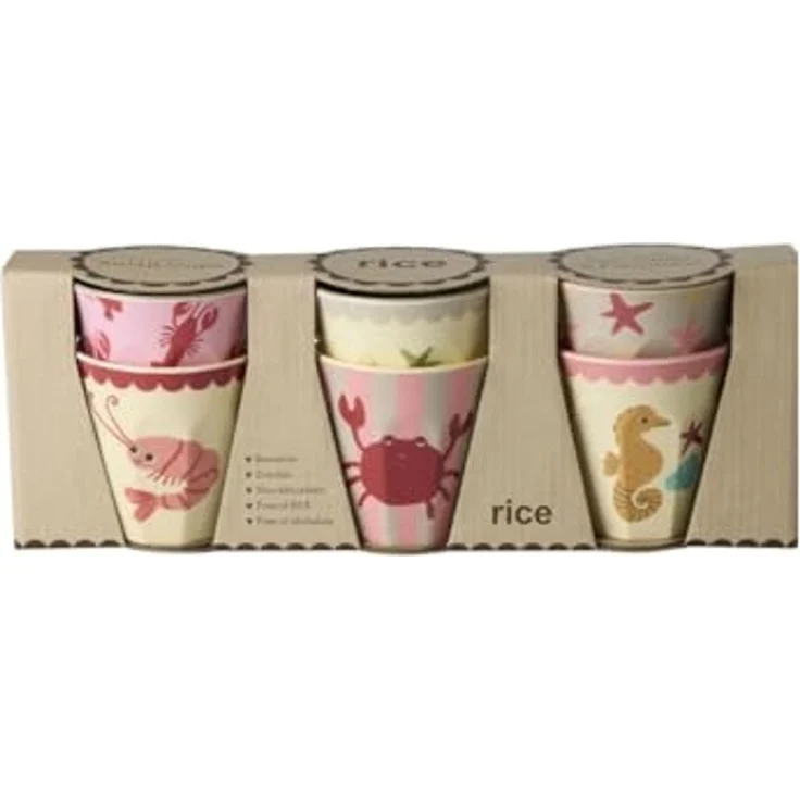 rice Kinderbecher Rice Melamin 6er-SET Becher - Blue Ocean Print 160ml, Melamin – Bild 1