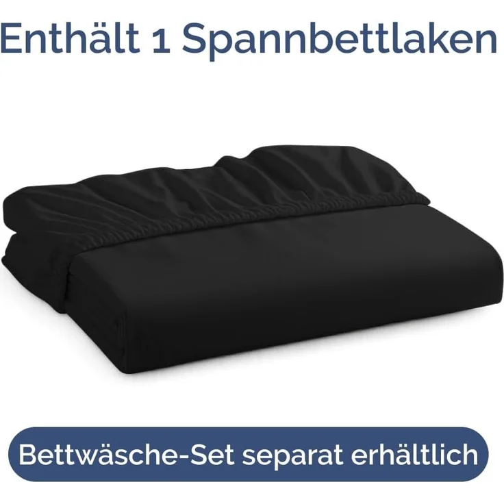 Spannbettlaken 90x200 cm - Extra Tiefes Spannbetttuch für Matratzen bis 40 cm (16") Höhe - Weiche Gebürstete Mikrofaser - Knitterfrei, Schrumpf- & Farbbeständig - Oeko-TEX - Schwarz Bettlaken – Bild 4
