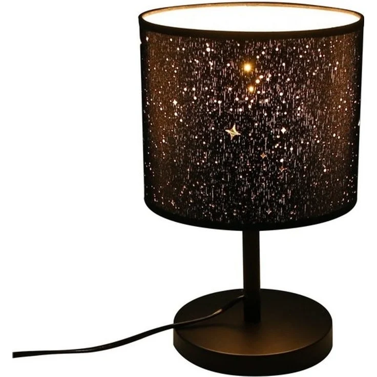 Nettlife Nachttischlampe Tischleuchte E27 Sternenhimmel Stoff-Schirm, mit Kippschalter, LED wechselbar, für Schlafzimmer Wohnzimmer Esszimmer – Bild 4