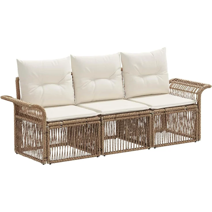 vidaXL Gartensofa-set 3 stk. 3-Sitzer Beige Poly-Rattan 3434748 – Bild 1