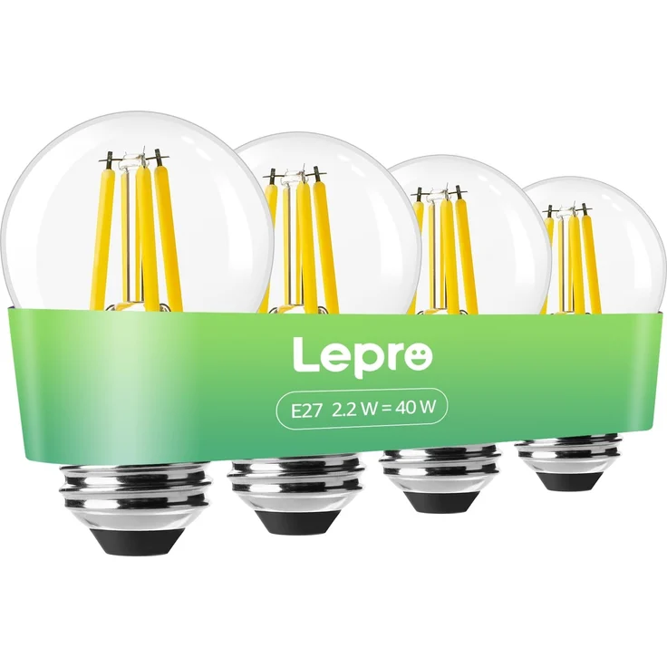 Lepro Energieklasse A E27 LED Warmweiss, 2.2W 470 Lumen Glühbirne E27, Nicht Dimmbar, G45 Led Birne, 2700 Kelvin Warmweiß, 300° Abstrahlwinkel Energiesparlampe, ersetzt 40W Leuchtmittel, 4 Stück