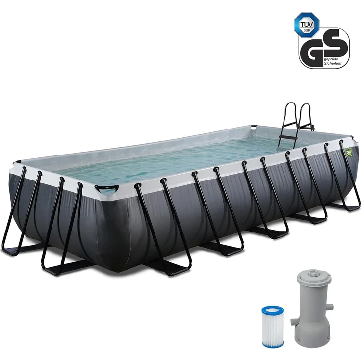 EXIT Black Leather Pool 540 x 250 x 100 cm mit Filterpumpe, schwarz – Bild 3
