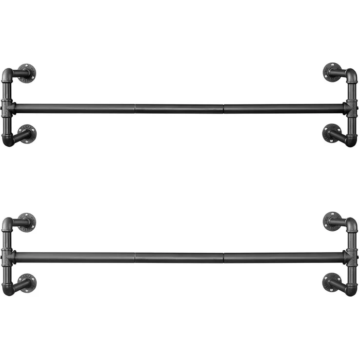 Songmics Kleiderstange (2 St) Wandmontage bis 60 kg belastbar HSR64BK-02