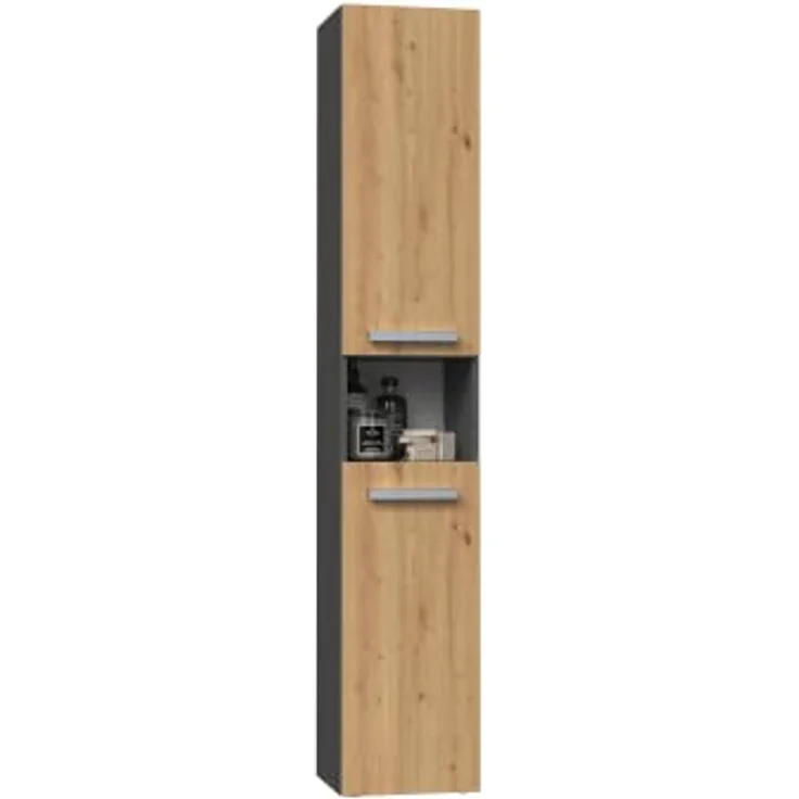 ibonto Hochschrank Badezimmerschrank mit Korb & flexibler Türöffnung - Platzsparend – Bild 5