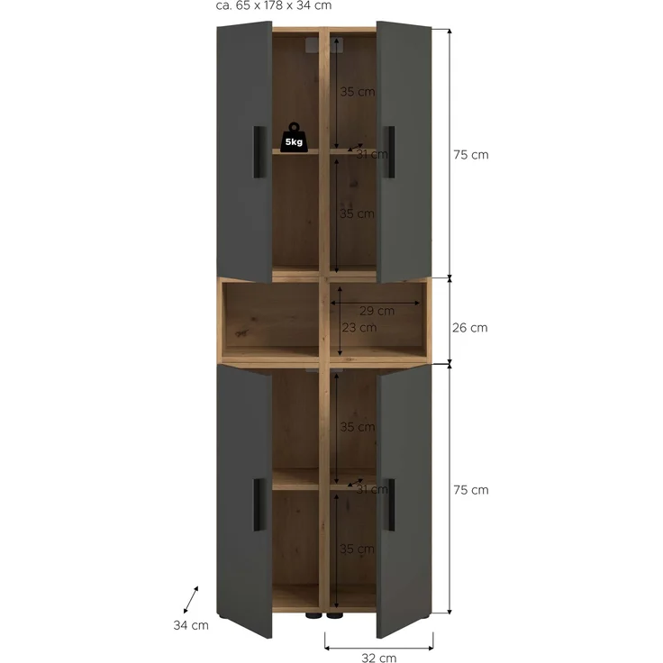The One Wohnkombination in Basalt grau Nachbildung – Bild 4