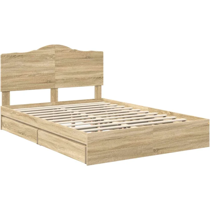 vidaXL Aufbewahrungsbett Sonoma-Eiche 160 x 200 cm Holzwerkstoff 3413487 – Bild 3