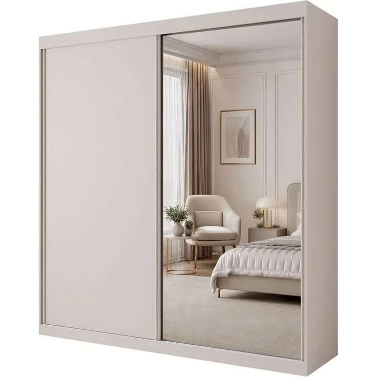 Lookway Kleiderschrank BASTER II KASCHMIR mit Spiegel 200x58x215 cm