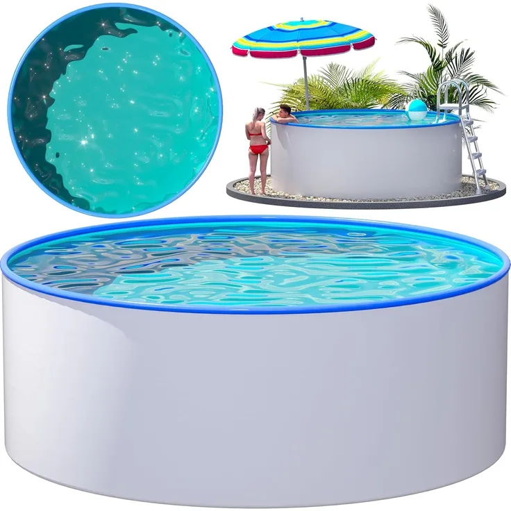 Stahlwandpool Rund Ibiza Ø 360 x 120 cm Blau
