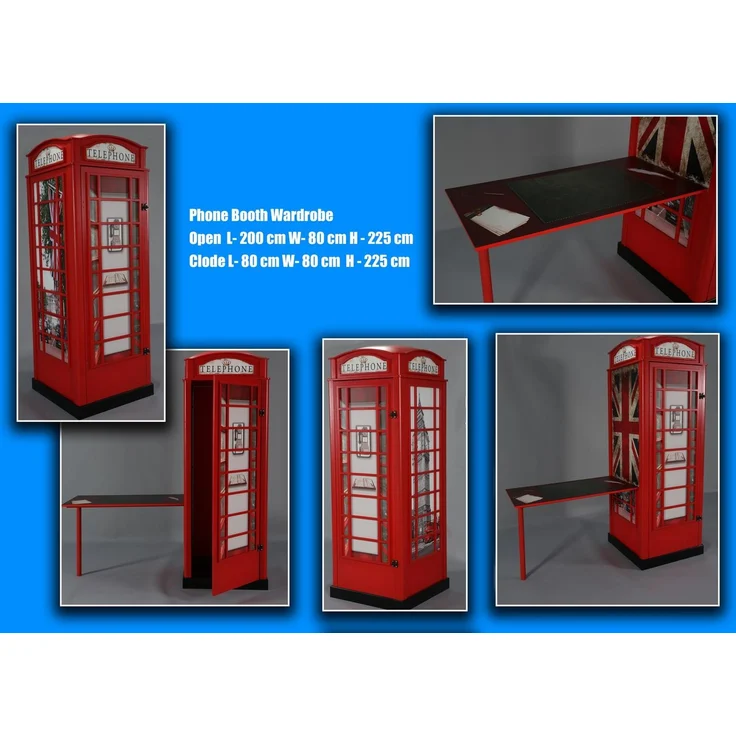 Design Kleiderschrank Telefonzelle mit Schreibtisch – Bild 3