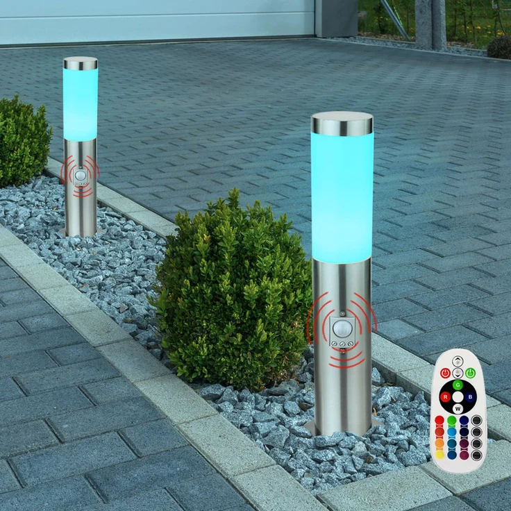 RGB LED Wegelampe, Bewegungsmelder, IP44, H 45cm – Bild 7