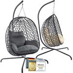 Goods+Gadgets Hängestuhl Hängesessel mit Gestell (Hängekorb Sessel), Schwebeliege Rattan Outdoor & Indoor Relax-Stuhl