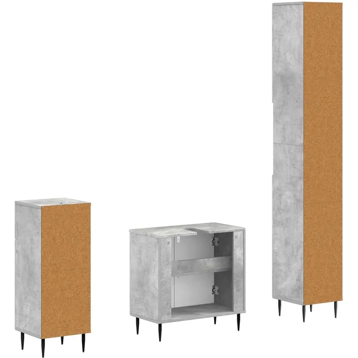 vidaXL 3-teiliges Badezimmer-Schranksystem HAARLEM Betongrau 3417858 – Bild 6