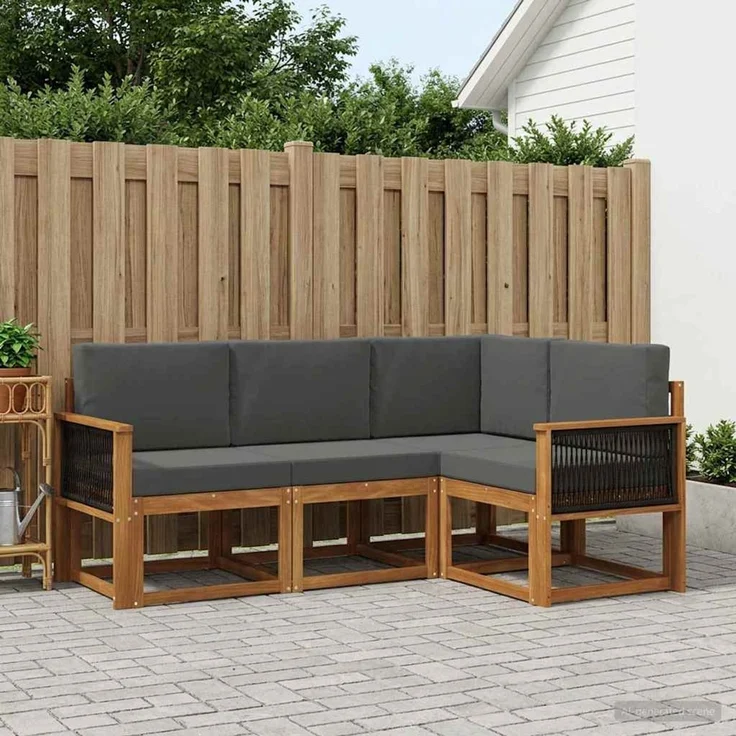 vidaXL Outdoor-Sofagarnitur 4 stk. 4-Sitzer Natur und Anthrazit 3385173 – Bild 1