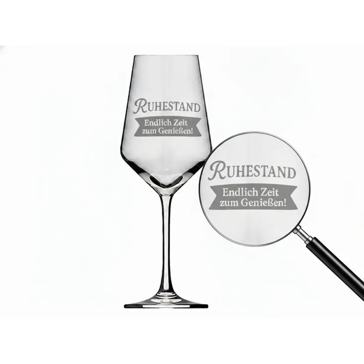 Valhalla Weinglas 350ml mit Gravur Ruhestand Geschenkidee spülmaschinenfest, 1-tlg, Glas, Lasergravur, spülmaschinenfest, Geschenkidee