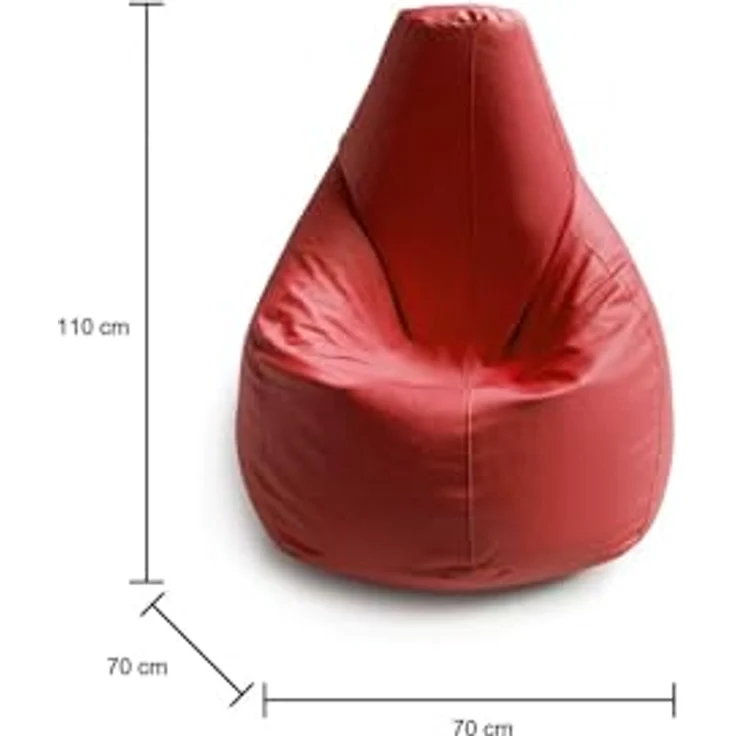Talamo Italia - Annachiara-Pouf, Sitzsack-Pouf, Sitzsack aus Kunstleder, 100 % Made in Italy, 70 x 70 x 110 cm, Rot – Bild 3