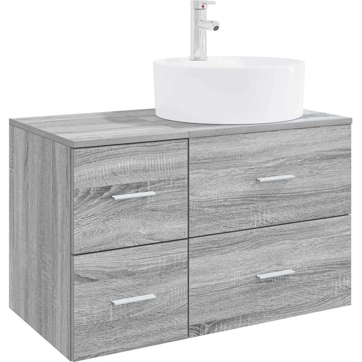 vidaXL Badezimmerschrank-Set 2 stk. Grau Sonoma 79,5 x 44,5 x 82 cm 3403989 – Bild 2