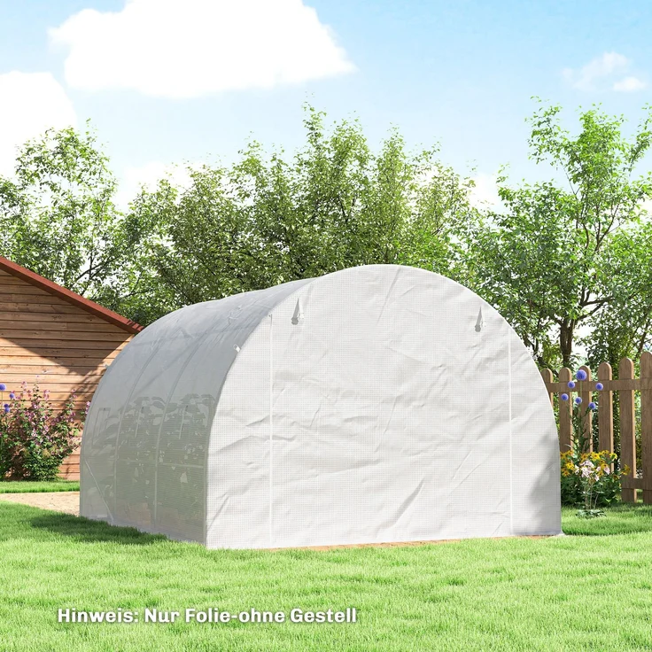 Outsunny Gewächshausfolie, PE, Weiß, 300L x 300B x 200H cm – Bild 8