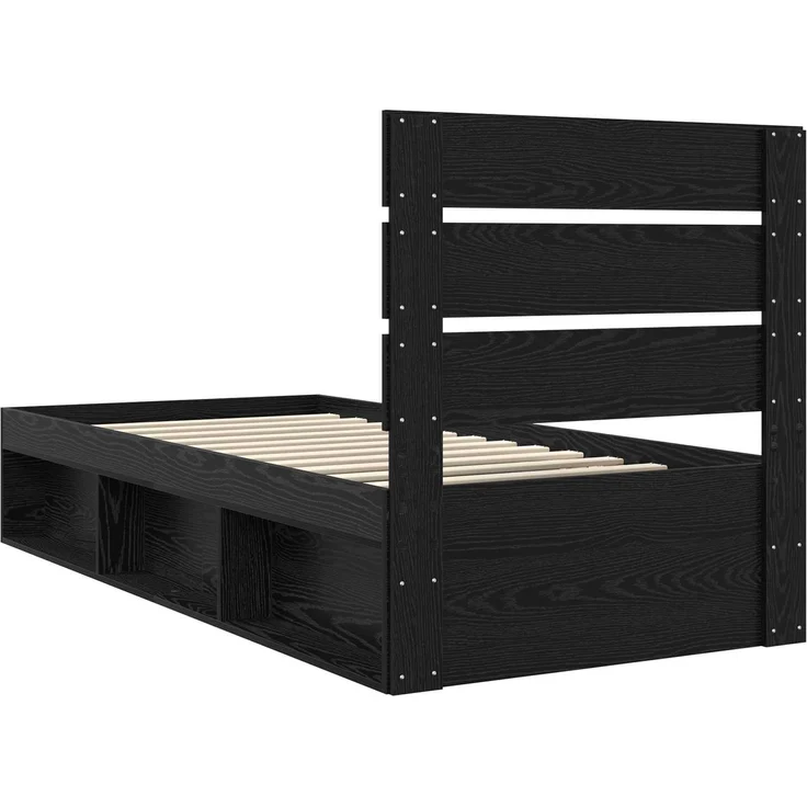 vidaXL Bettrahmen Schwarz 90 x 190 cm Massives Kiefernholz 3411793 – Bild 8