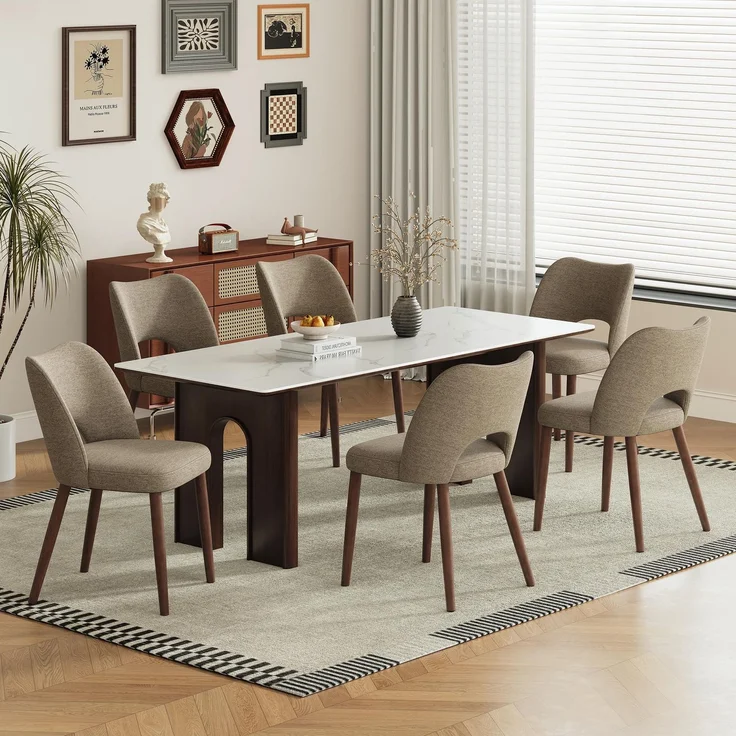 MALOL Esszimmerstühle 6er Set, Moderne Esszimmer Stühle, Ergonomisch Gepolsterte Küchenstühle mit Vertikal Gestreifter Rillenlehne, Polsterstühl für Esstisch Wohnzimmer Café Restaurant, Kaffeebraun