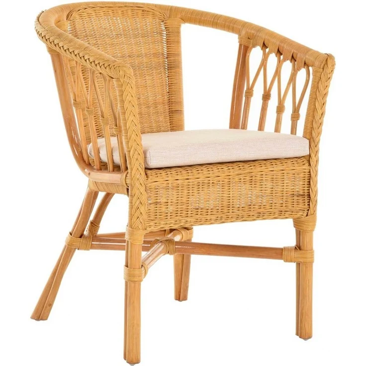 Krines Home Sessel Stapelbarer Rattansessel Bistro Sessel mit Armlehnen Flechtsessel (Sessel nach Auswahl ohne oder mit Polster), in Handarbeit geflochten, Rattanstuhl, Rattan Stuhl – Bild 5