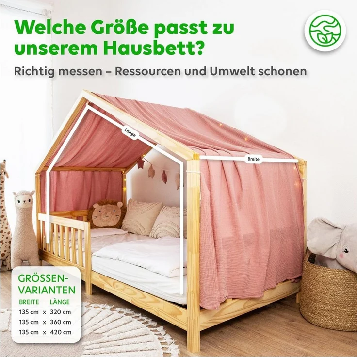 lilimaus Betthimmel, Musselin Baumwolle, Altrosa, 135x360 cm – Bild 3