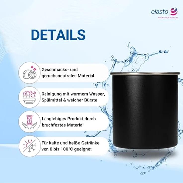 elasto Becher ADVENTURA Outdoor Trinkbecher aus Edelstahl 340ml BPA-frei, Kaffeebecher, Teetasse, camping Zubehör, Becher mit Henkel, robust – Bild 2