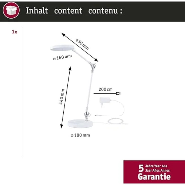 Paulmann 78011 LED Schreibtischleuchte Numis White Switch weiß – Bild 4