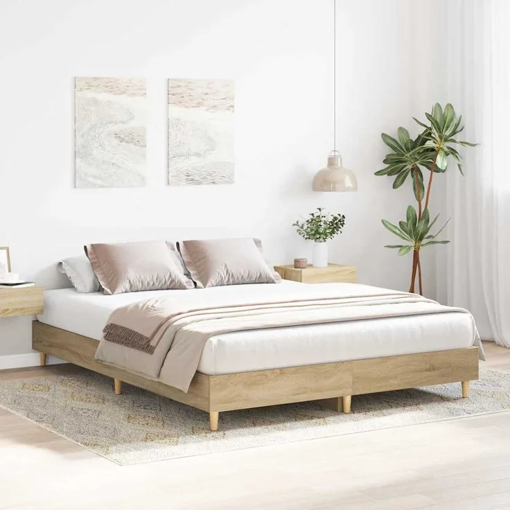 vidaXL Bettrahmen 2 pcs Sonoma 152x203 cm Holzwerkstoff 3402866